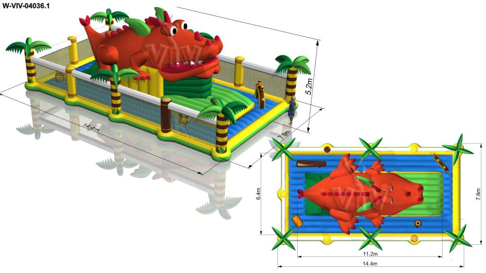 Active Center Dragon 14,4 x 7,8 x 5,2 m commercial inflatable active center
