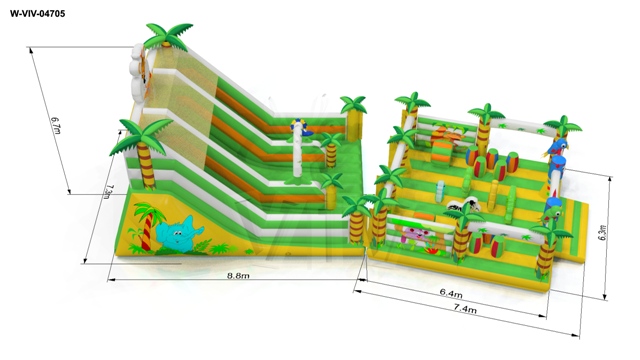 Active Center with slide Jungle 15,2 x 7,3 x 6,7 m commercial inflatable active center