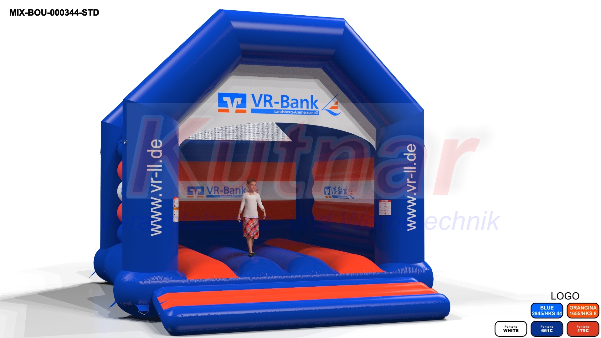 Bounce Volksbank VR with roof commercial inflatable bounce
