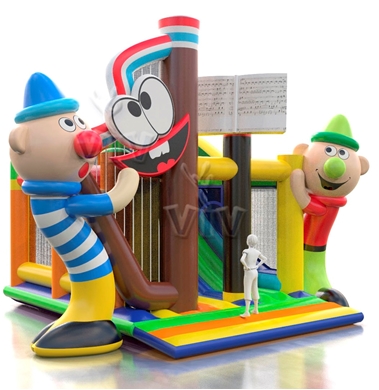 Harp roofed inflatable bounce
