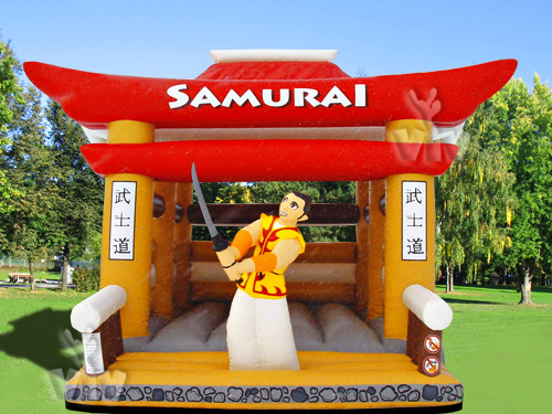 Samurai roofed inflatable bounce