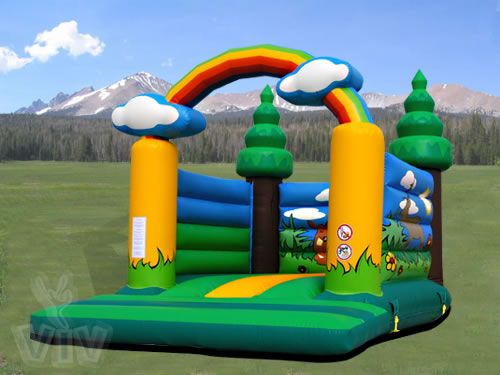 Forest themed open-top inflatable castle