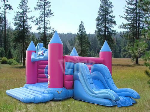 Open-top inflatable castle with slide
