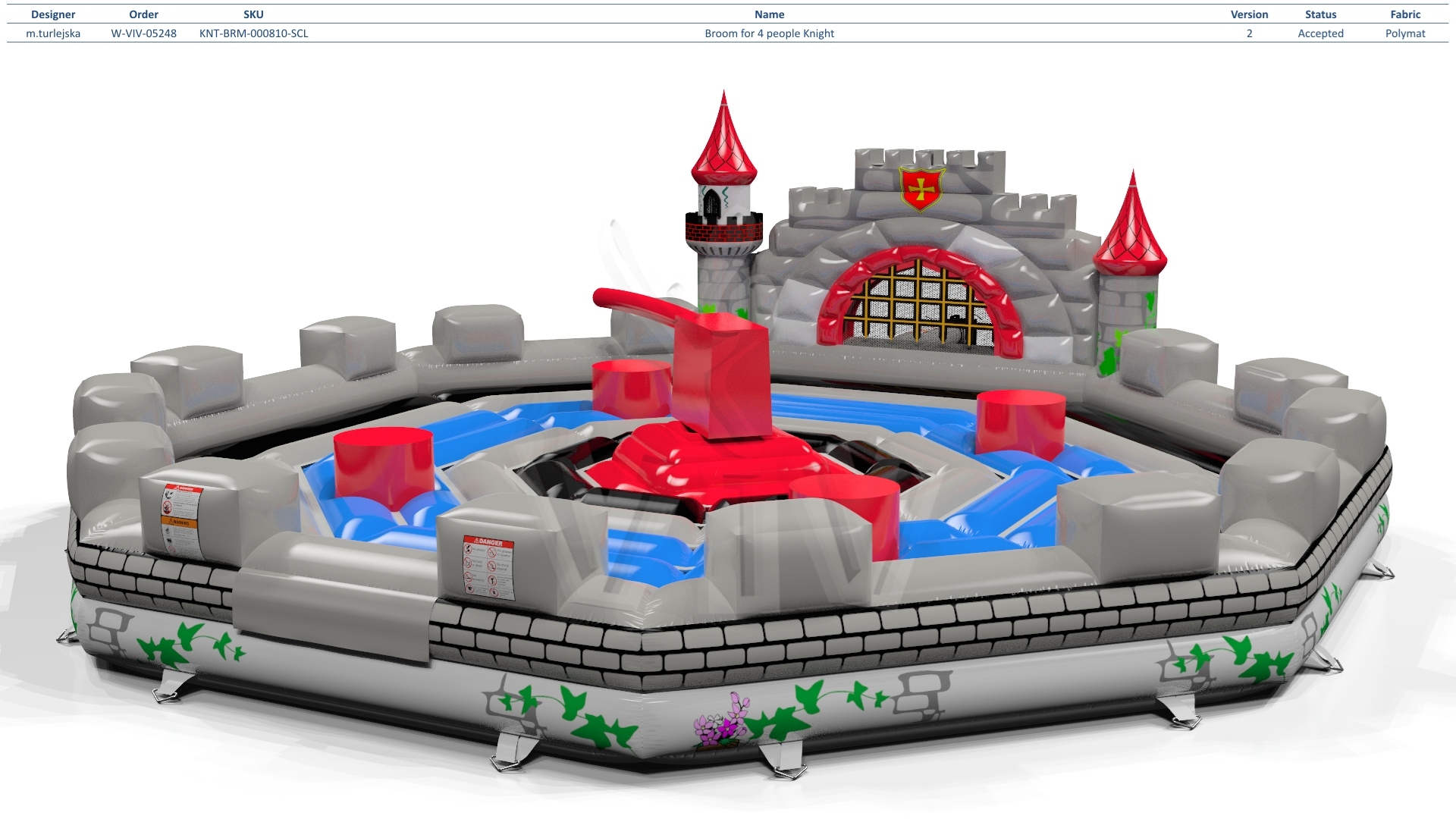 Broom Knights Single - set (4 places) commercial mechanical broom attraction