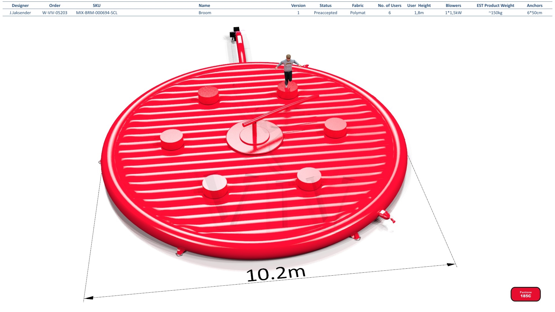 Broom Red Single - set commercial mechanical broom attraction