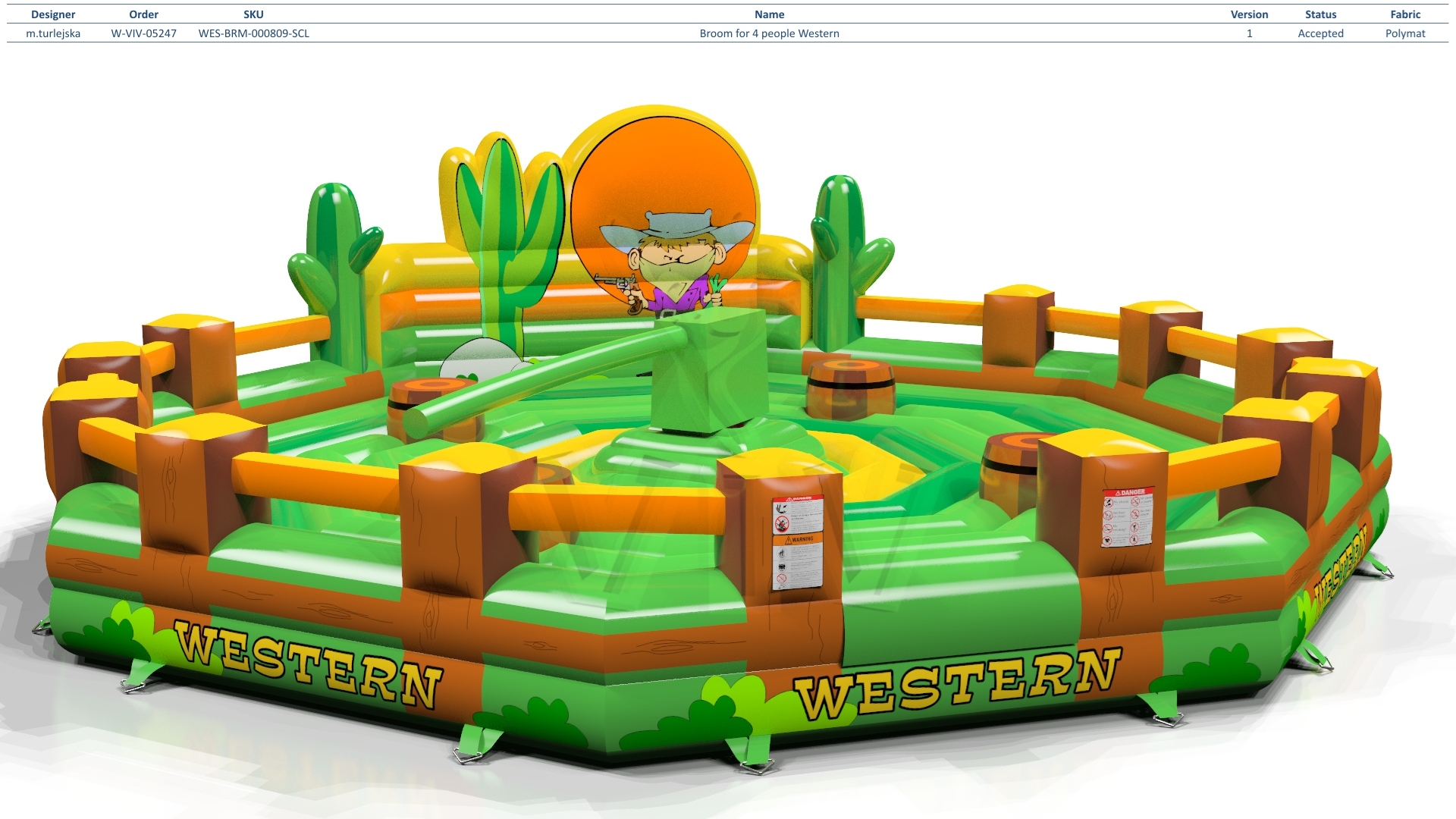 Broom Western Single - set (4 places) commercial mechanical broom attraction