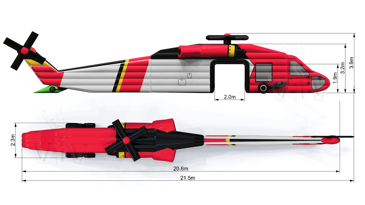 Dummy helicopter 21,5 m commercial custom inflatable