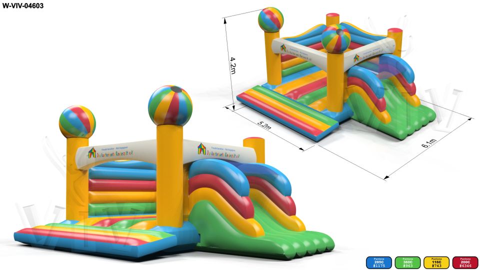 Bounce with slide 6,1 x 5,2 x 4,2 m commercial inflatable slide