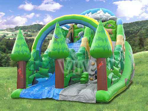 Large forest-themed inflatable slide