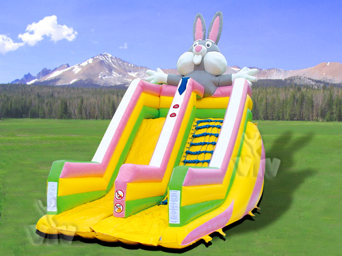 Rabbit-shaped inflatable slide