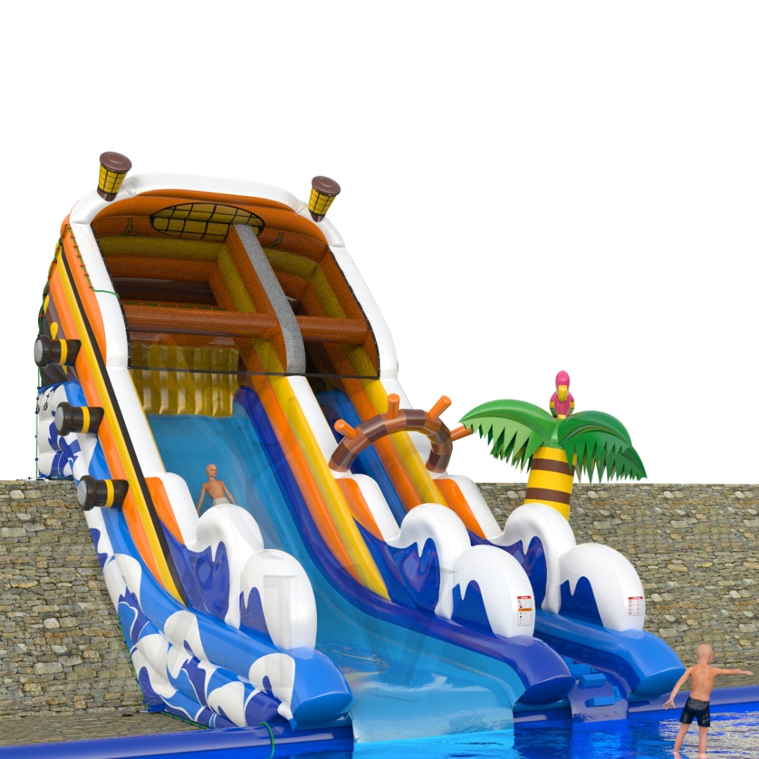 Water Ship on tle slope commercial inflatable slide