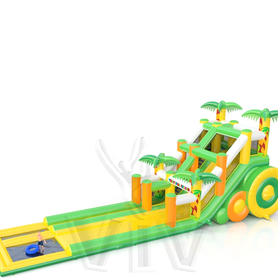 Waterslide with pool Tropical Islands commercial inflatable slide