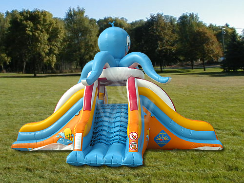 Themed VIV inflatable slide with colourful commercial artwork