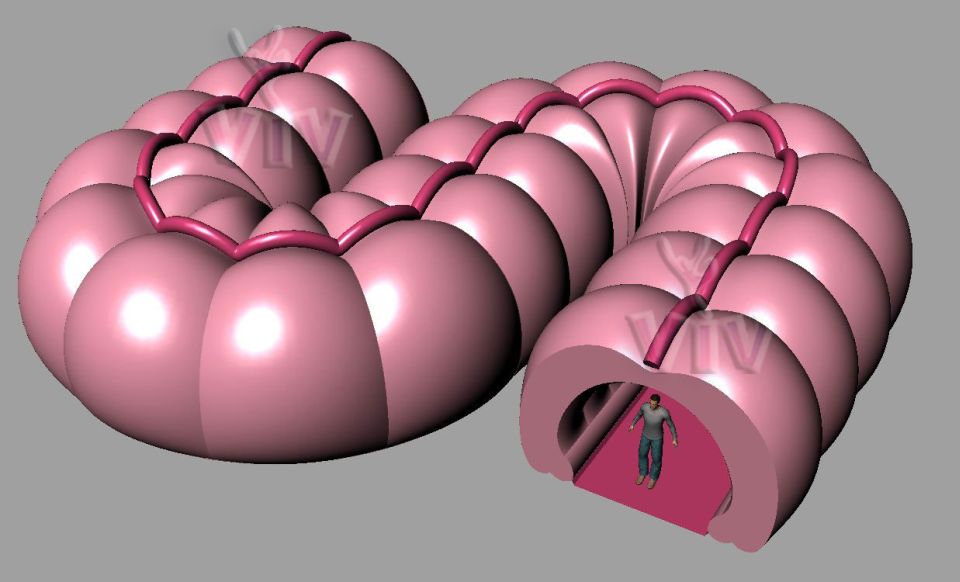Digestive tract tunnel 14 x 15,7 x 3,4 m commercial inflatable tunnel