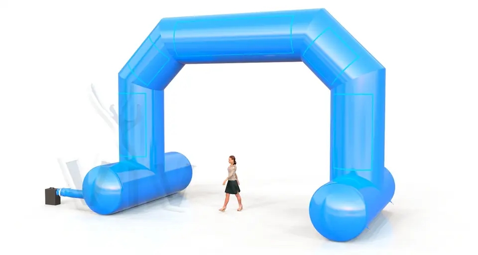 Diagonal self - standing gate 8 m commercial promotional inflatable gate