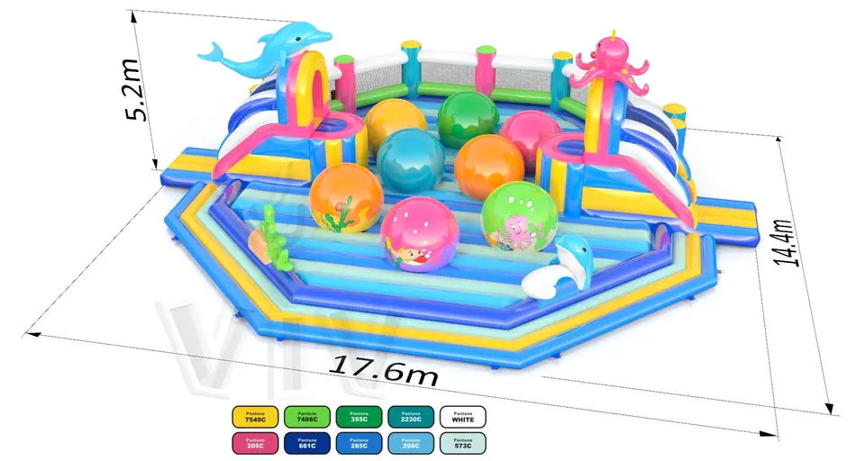 Wipe Out Unterwater World commercial inflatable wipe-out attraction